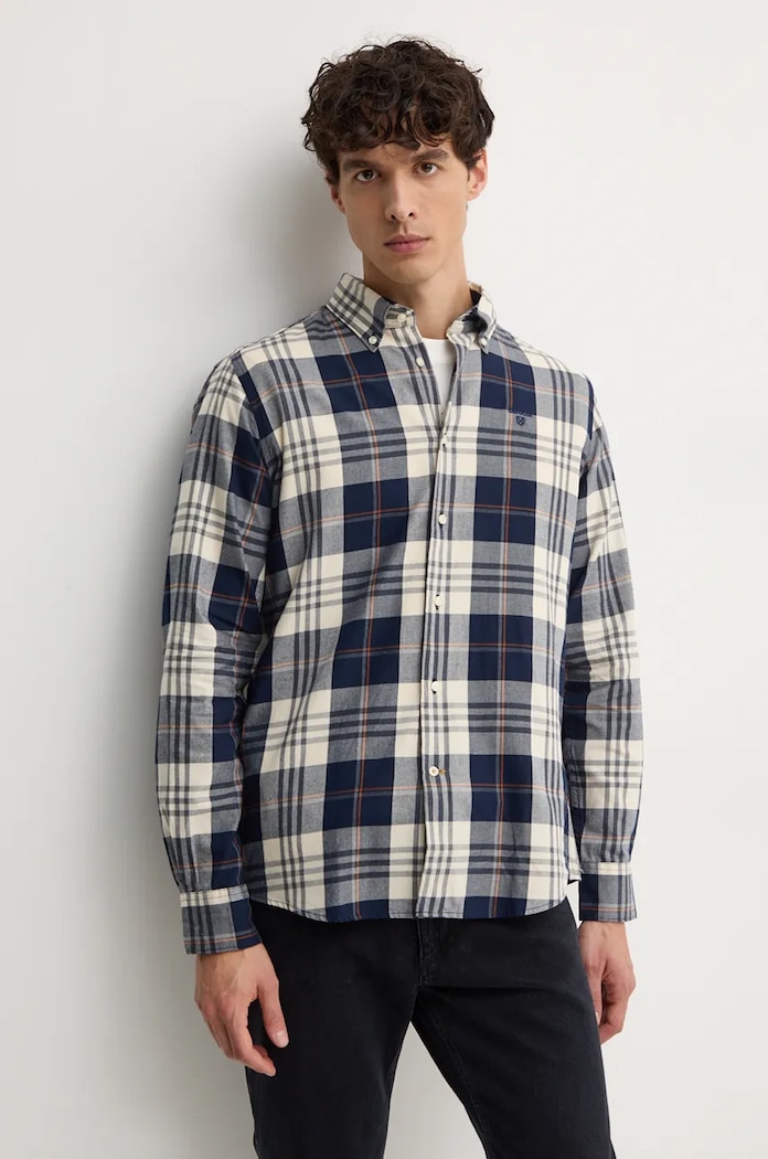 Barbour koszula bawełniana Edgar wzorzyste granatowy MSH5355