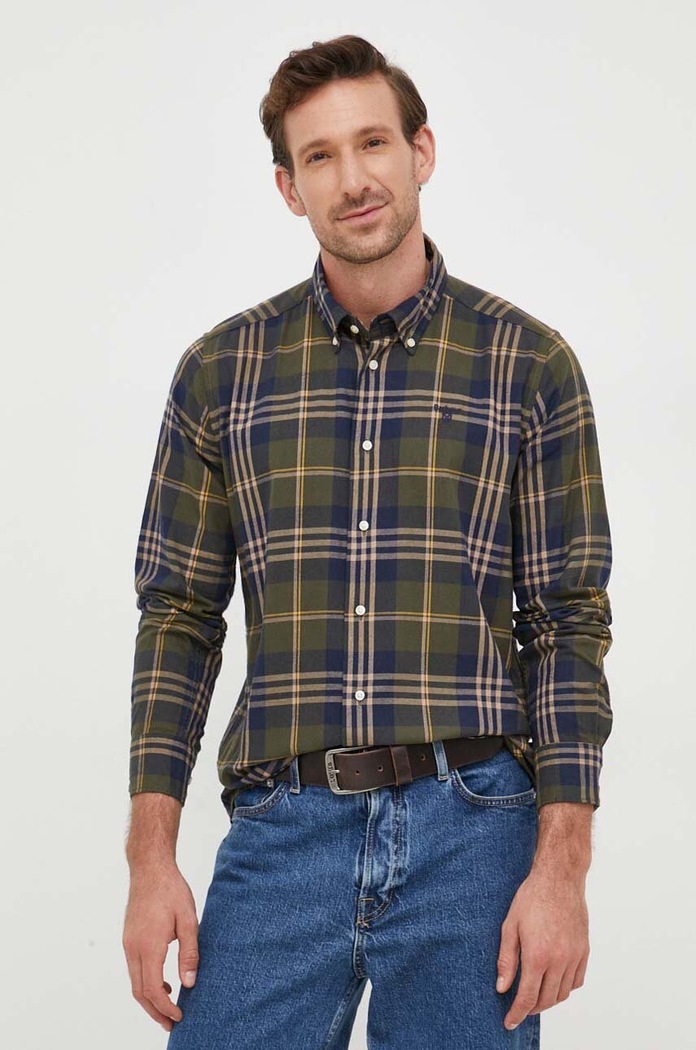 Barbour koszula bawełniana Edgar wzorzyste zielony MSH5355