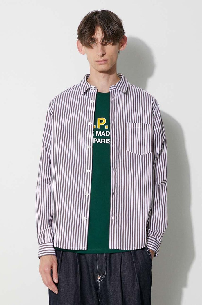 A.P.C. cotton shirt classic brown COGEC.H12512