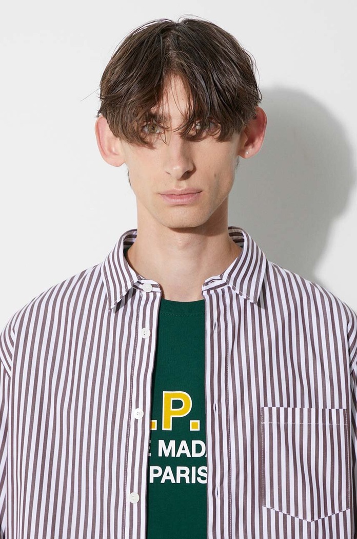 A.P.C. cotton shirt COGEC.H12512 brown