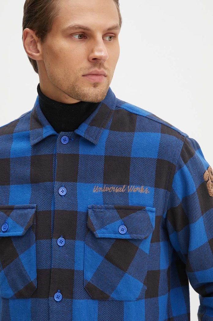 Universal Works cămașă din bumbac L/S UTILITY SHIRT albastru 29177