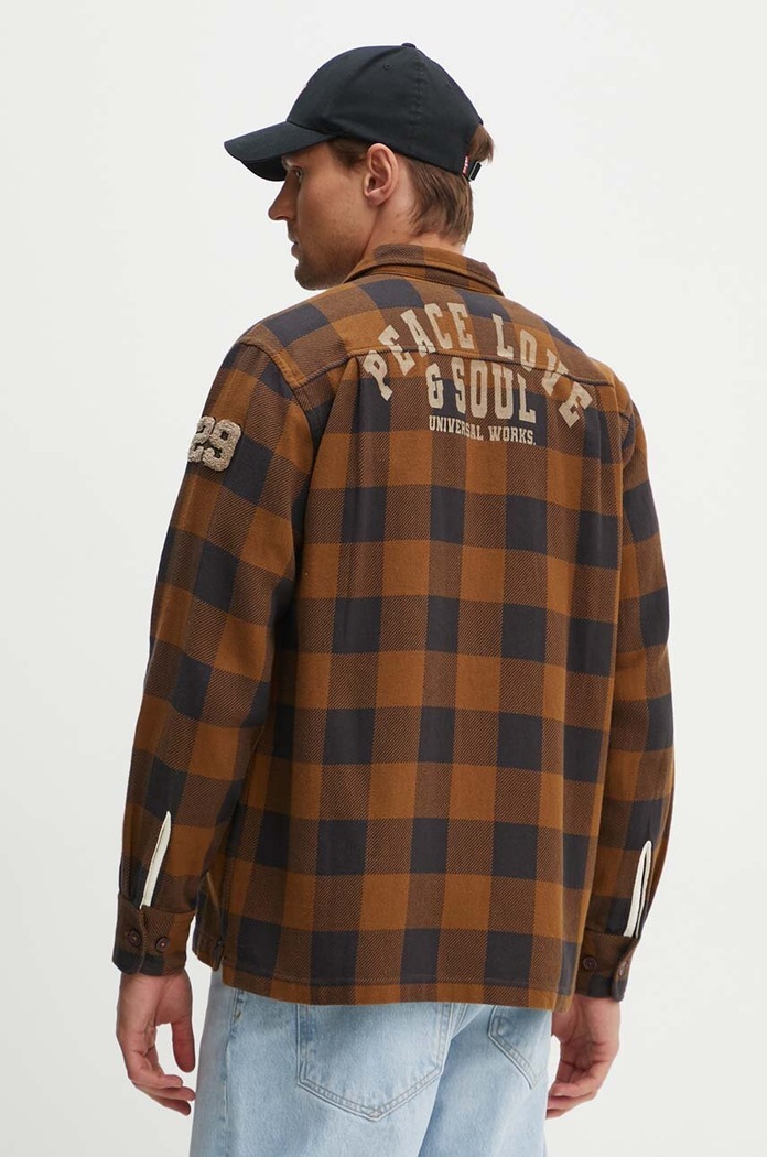 Ruházat Universal Works pamut ing L/S Utility Shirt 29177 barna