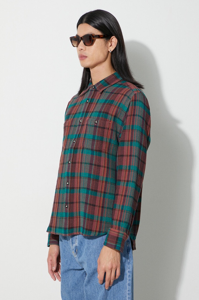 Cămașă din bumbac Ruby Waffle Madras LS Corridor LS0127 verde