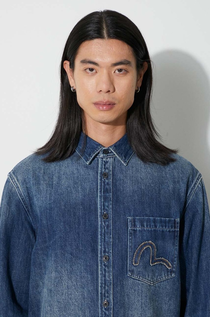 Evisu denim shirt Seagull Appolique 2EAHTM3SL8012RXCT blue