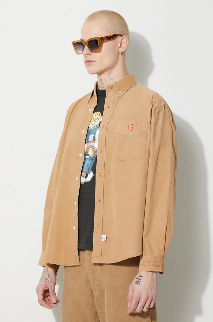 Manšestrová košile Human Made Corduroy B.D béžová HM26SH009