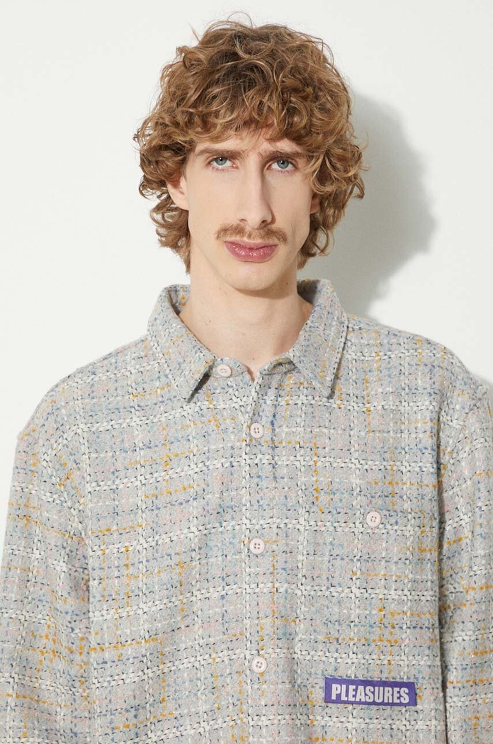 Košulja s primjesom vune PLEASURES Periodic Work Shirt PLEASURES siva P23W028.GREY