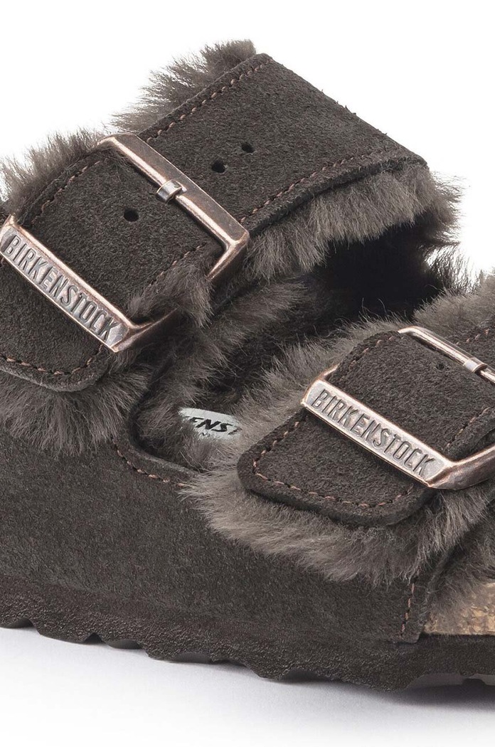 Obuwie Birkenstock Klapki zamszowe Arizona 1020528 brązowy