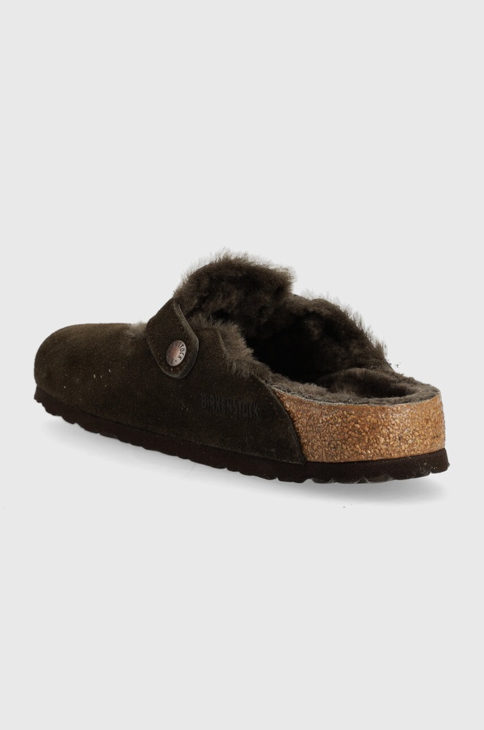 Obuwie Birkenstock klapki zamszowe Boston FUR 1020529 brązowy