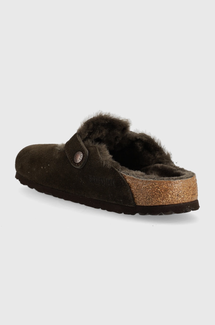 Obuwie Birkenstock klapki zamszowe Boston FUR 1020529 brązowy