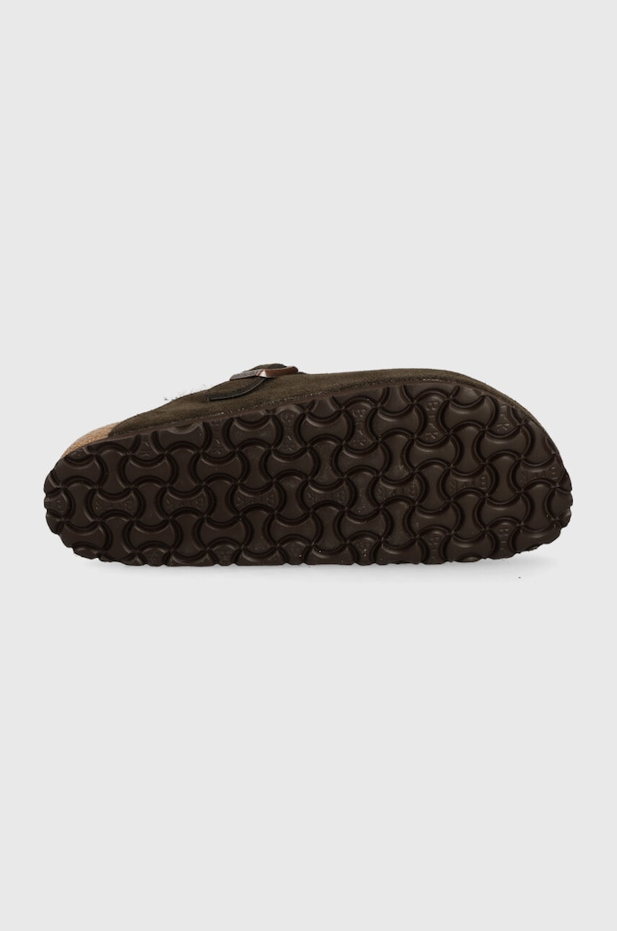 Birkenstock klapki zamszowe Boston FUR 1020529 brązowy