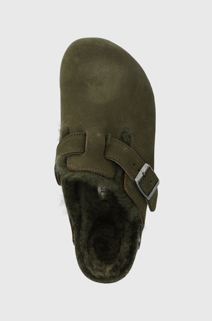 Замшеві шльопанці Birkenstock Boston зелений 1025667