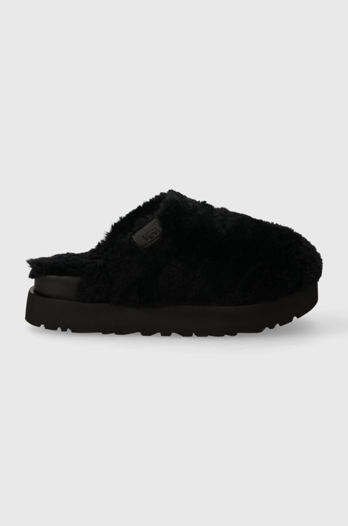 UGG gyapjú papucs Fuzz Sugar Slide fekete 1135132.BLK