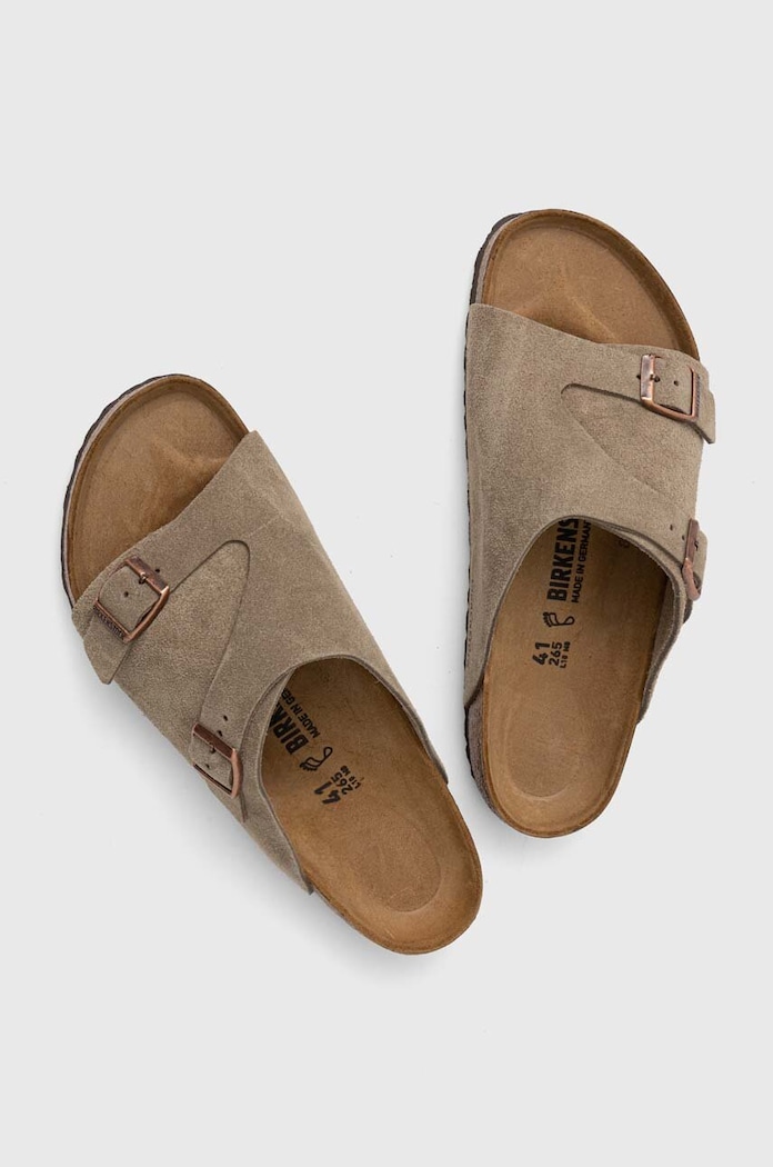 Обувь Замшевые шлепанцы Birkenstock Zürich 50461 серый