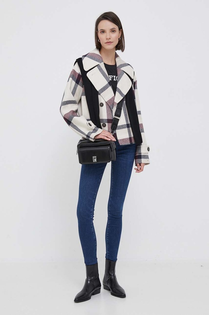 Vlněná bunda Tommy Hilfiger WW0WW39409 béžová AW23