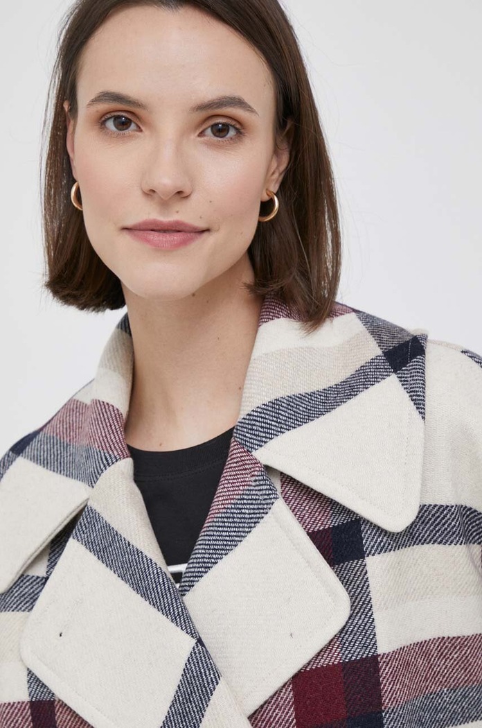 Vlněná bunda Tommy Hilfiger béžová WW0WW39409