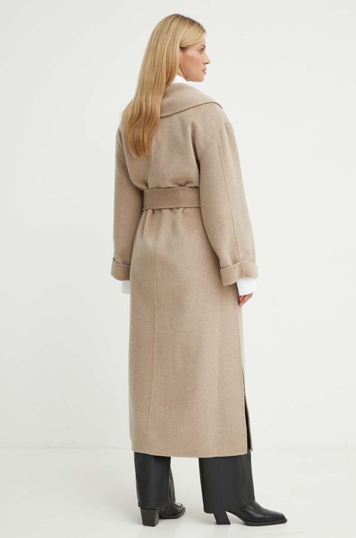 Odzież By Malene Birger płaszcz wełniany Q71360005Z brązowy