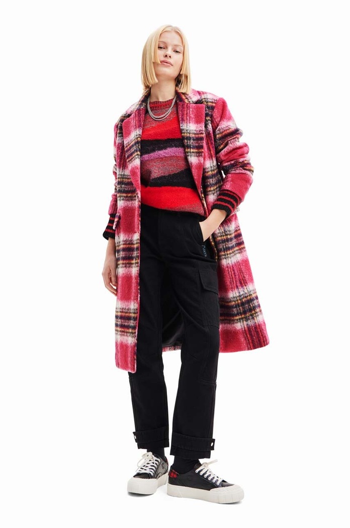 Desigual płaszcz 23WWEWAD WOMAN WOVEN OVERCOAT różowy 23WWEWAD