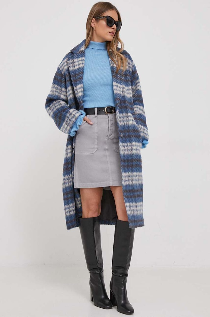Pepe Jeans płaszcz z domieszką wełny PL402298.0AA niebieski AW23