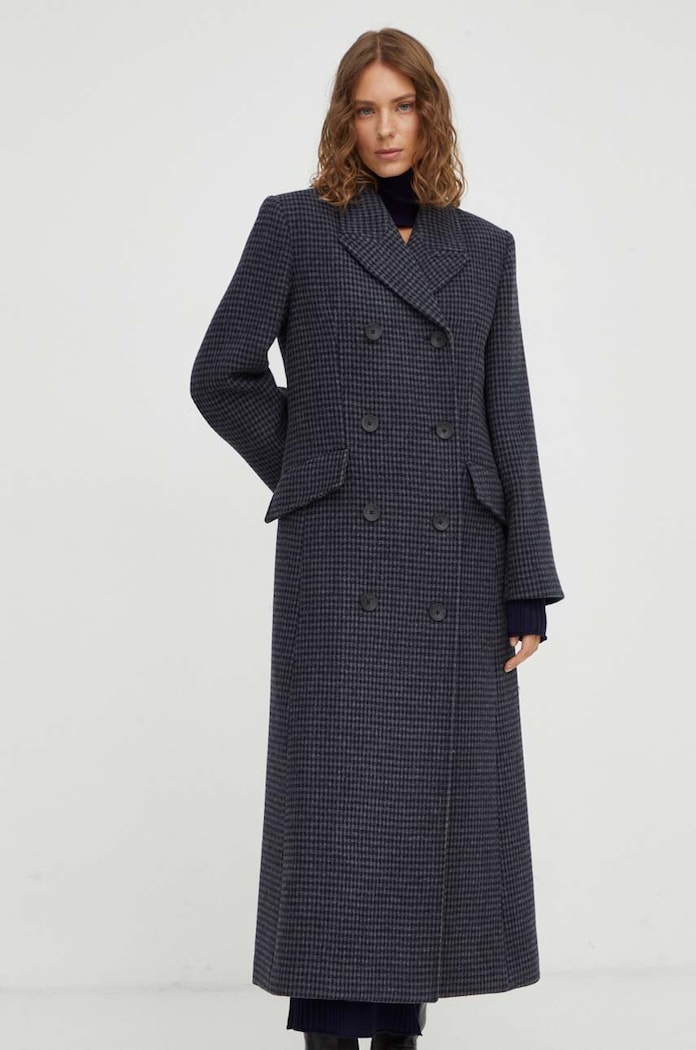 Vlněný kabát By Malene Birger nezateplené černá Q72024005