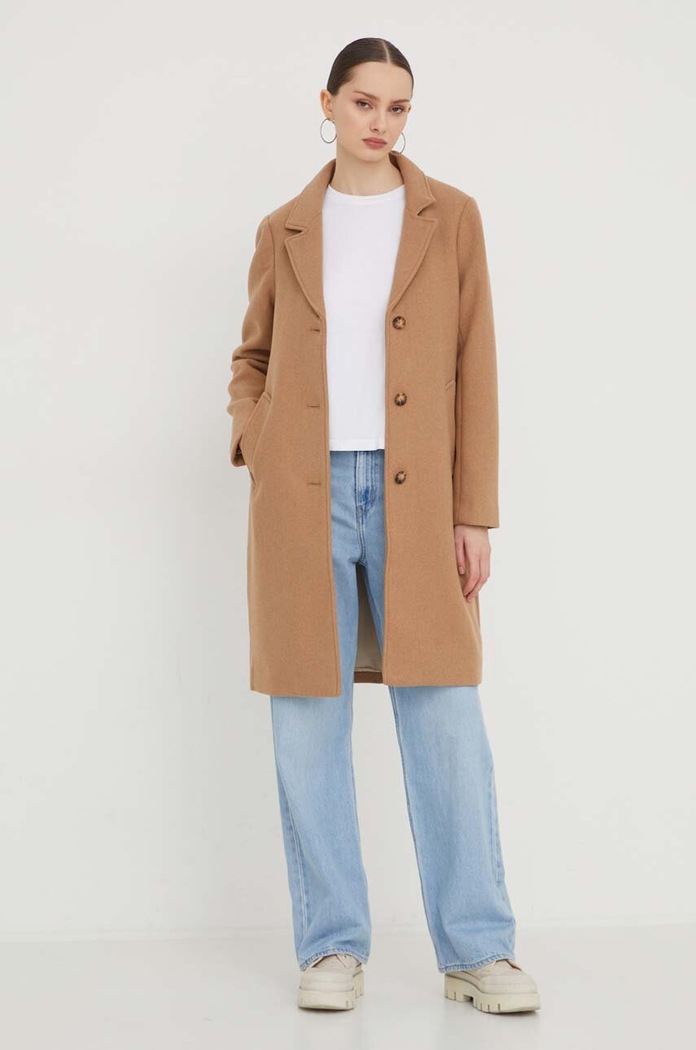 Abercrombie & Fitch płaszcz z domieszką wełny KI144.1500.400. brązowy AW23