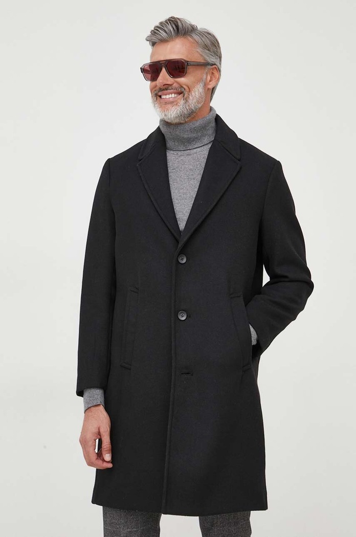 Kaput s primjesom vune Sisley 2VKFSN025.100 crna AW23