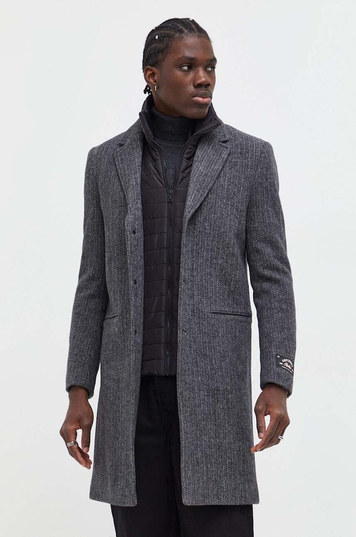 Vlněný kabát Superdry šedá M5011790A.B25