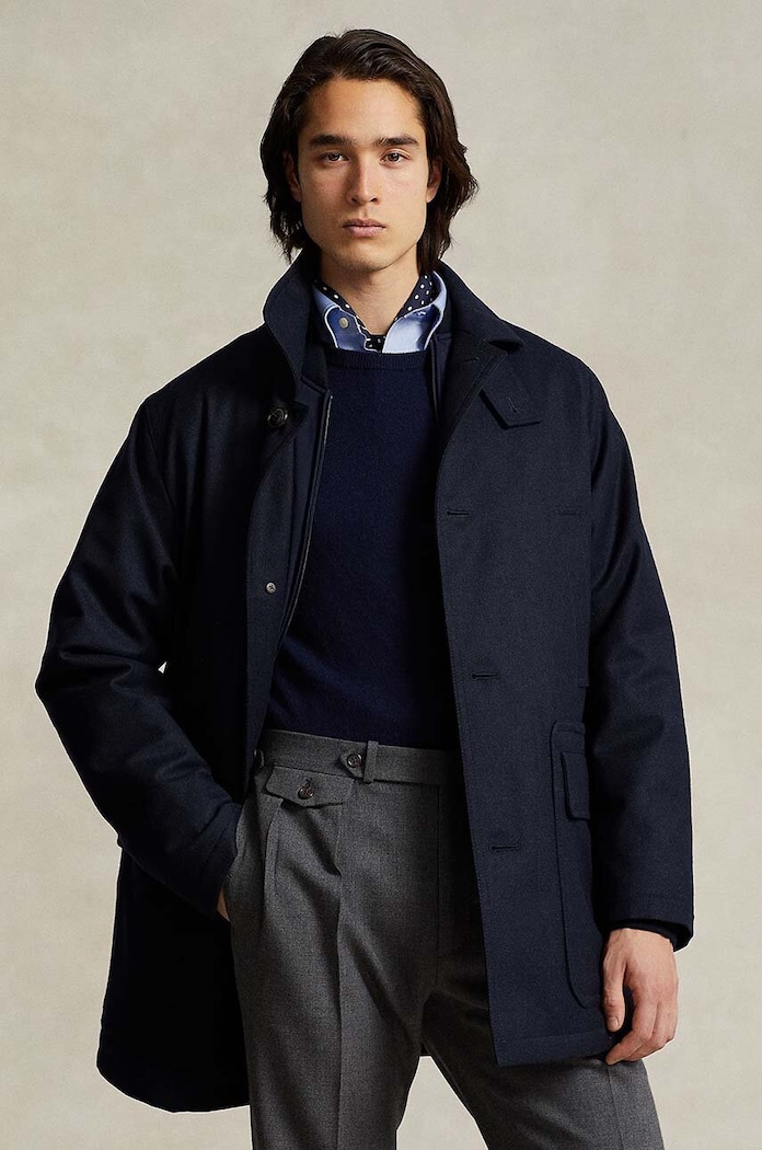 Polo Ralph Lauren cappotto in lana transitorio blu navy 710930952