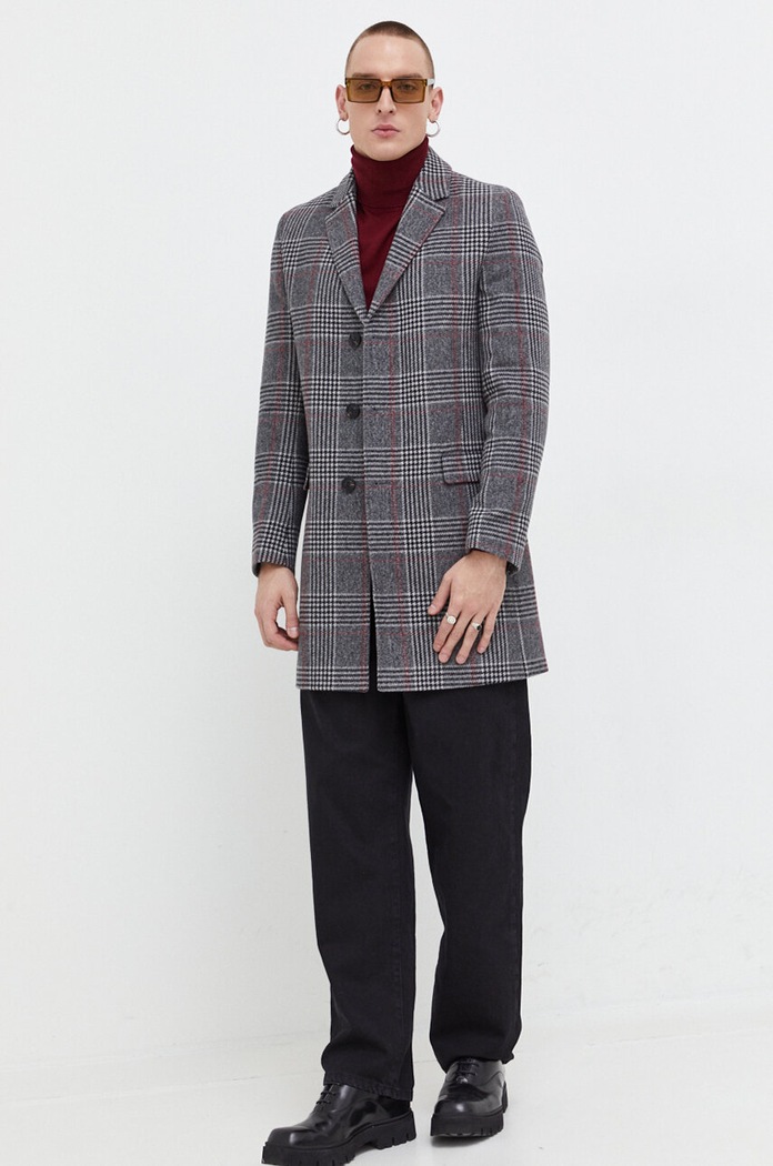 HUGO płaszcz wełniany 50499751 szary AW23