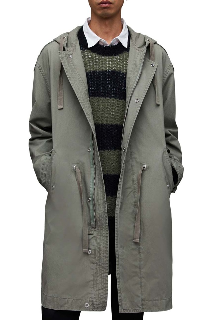 AllSaints płaszcz bawełniany Comiso pozostałe zielony MC013Z