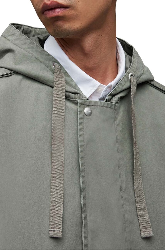 AllSaints płaszcz bawełniany Comiso zielony MC013Z