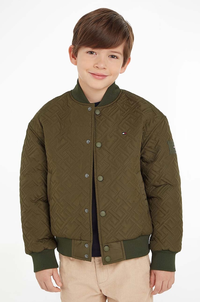 Tommy Hilfiger kurtka bomber dziecięca bez kaptura zielony KB0KB08565.128.176.9BYX