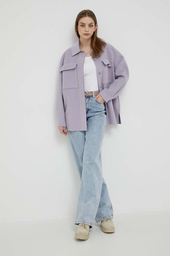 Calvin Klein kurtka wełniana K20K205856 fioletowy AW23
