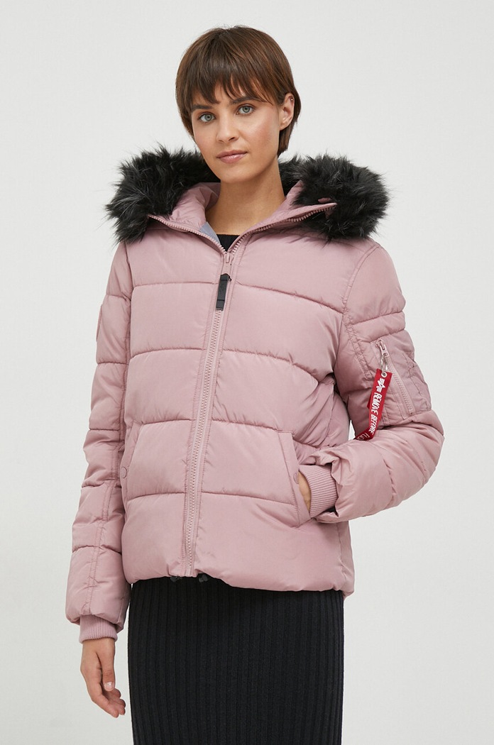 Bunda Alpha Industries Hooded Puffer Wmn s podšívkou růžová 108004.397