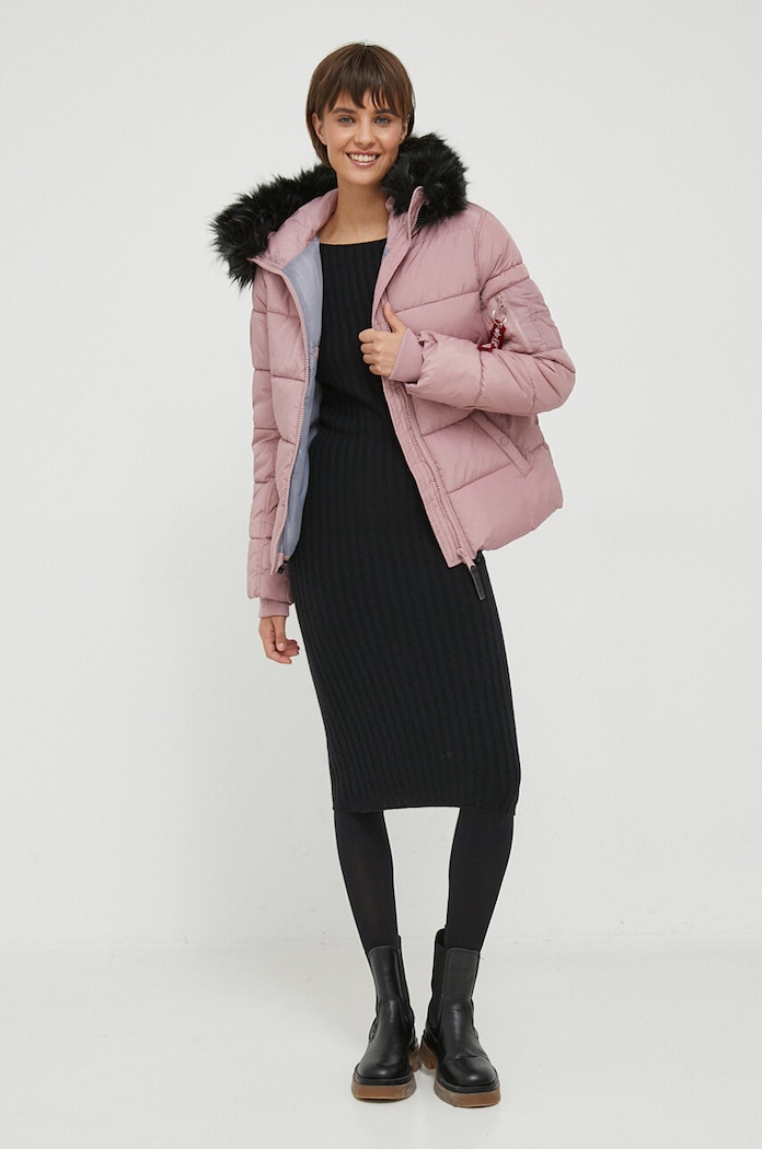 Bunda Alpha Industries Hooded Puffer Wmn 108004.397 růžová AW23