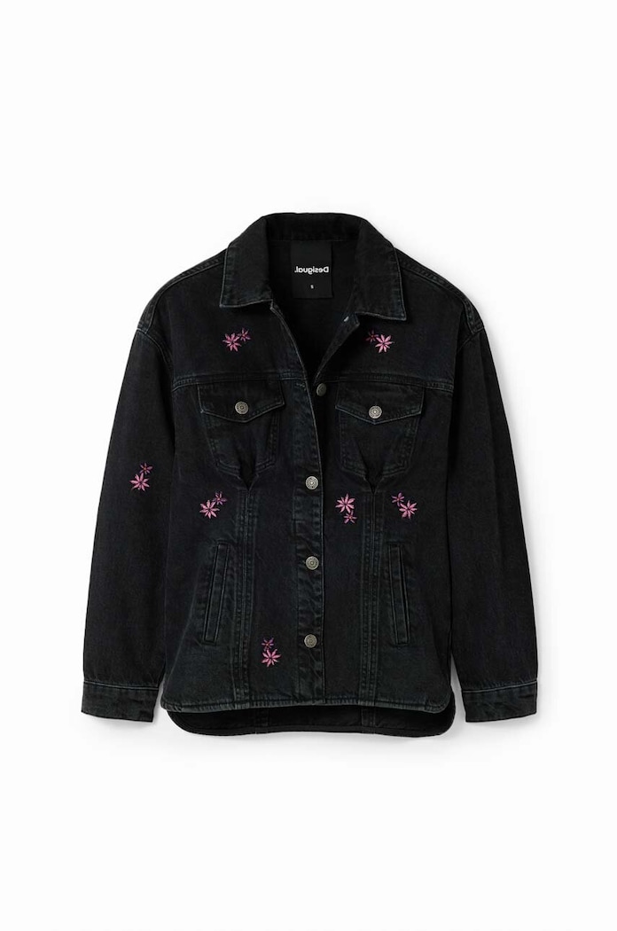 Desigual kurtka jeansowa 23WWED33 WOMAN DENIM TRUCKER JACKET 23WWED33 czarny