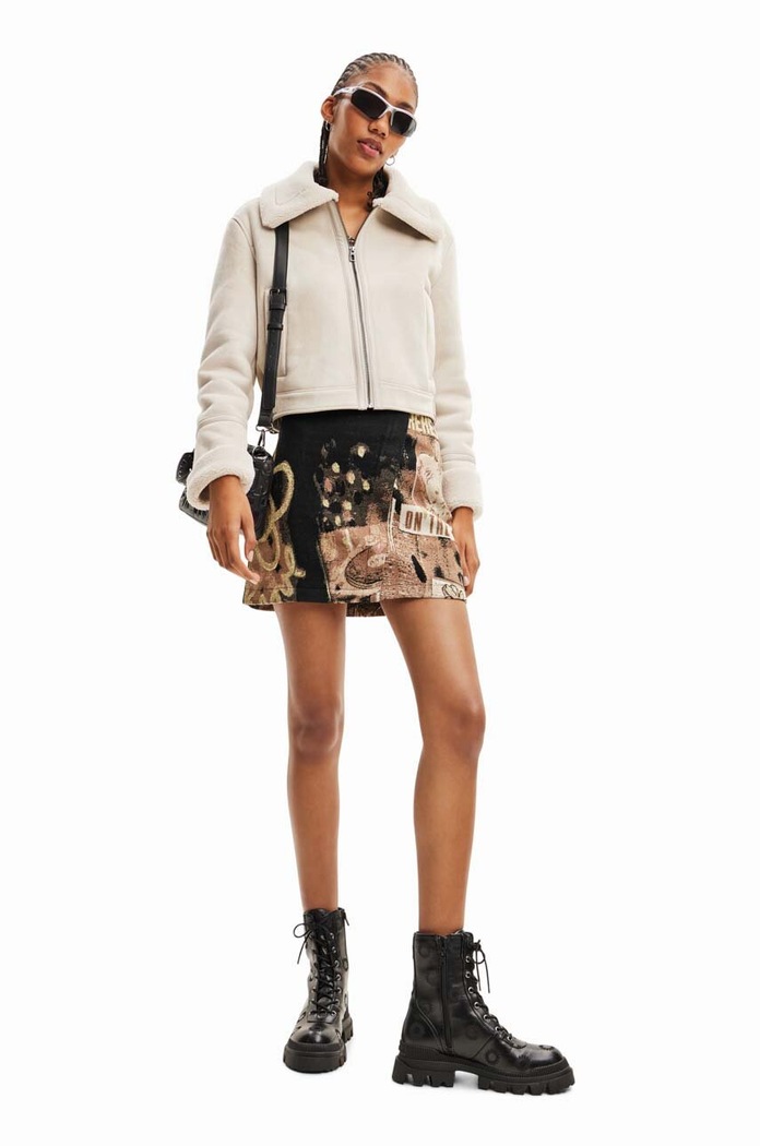 Jakna Desigual 23WWEW05 WOMAN WOVEN PU COAT bež 23WWEW05