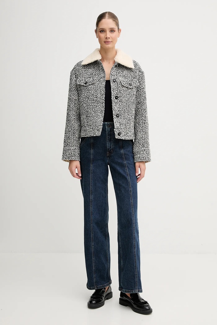 United Colors of Benetton kurtka koszulowa z wełną 2I20DN048.902 czarny AW23