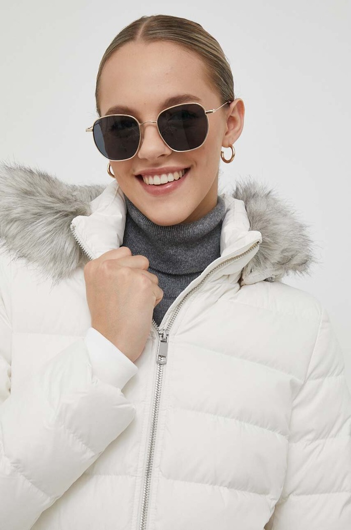 Péřová bunda Tommy Hilfiger béžová WW0WW39747