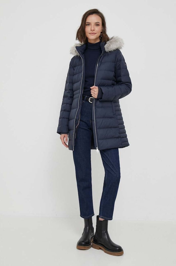 Péřová bunda Tommy Hilfiger WW0WW39747 námořnická modř AW24