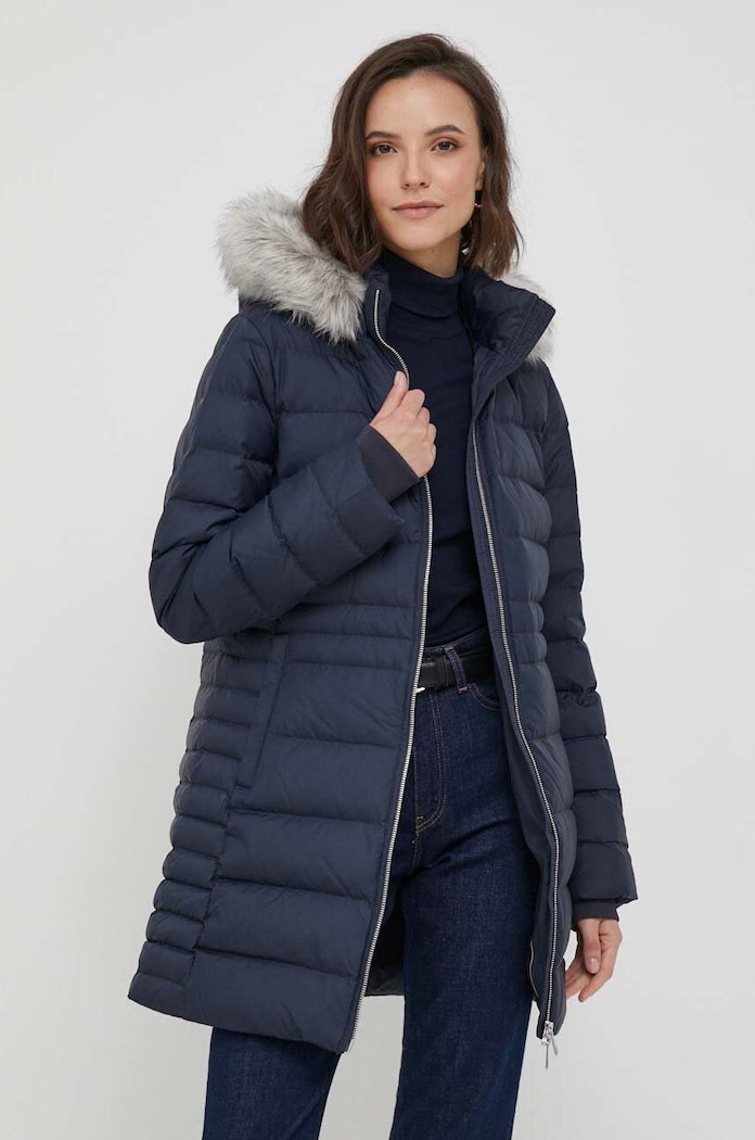 Péřová bunda Tommy Hilfiger námořnická modř WW0WW39747