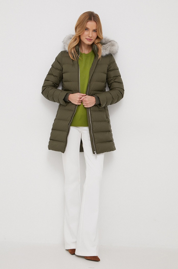 Μπουφάν με επένδυση από πούπουλα Tommy Hilfiger WW0WW39747 πράσινο AW24