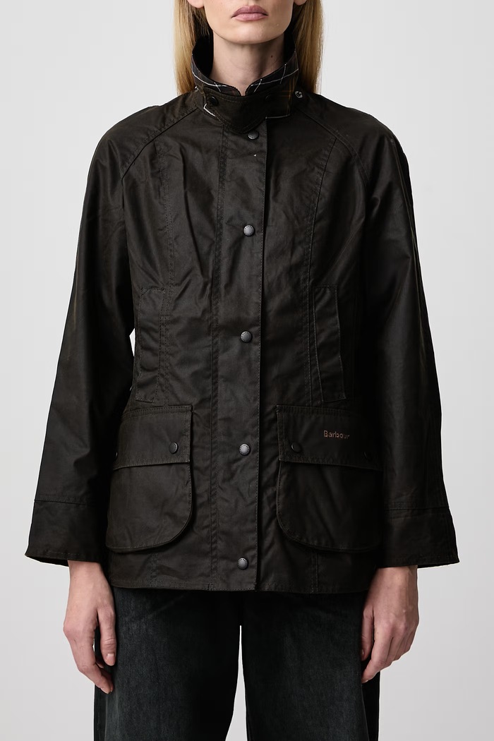 Kurtka bawełniana Classic Beadnell Wax Jacket Barbour brązowy LWX0668
