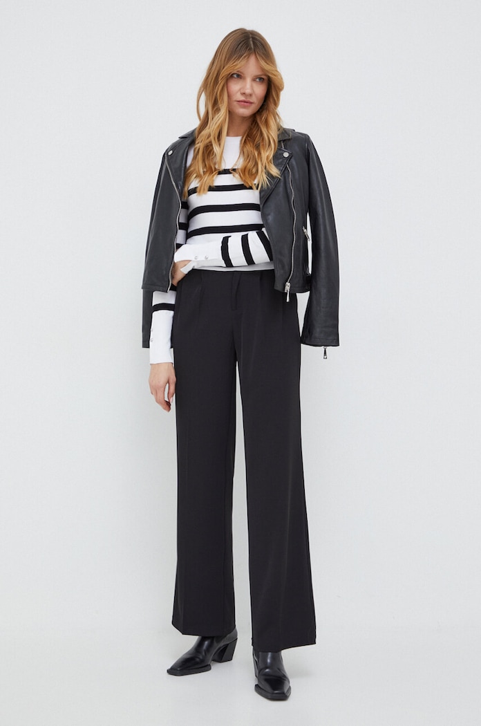 Usnjena biker jakna Guess W3BL83.L0O00 črna AW24