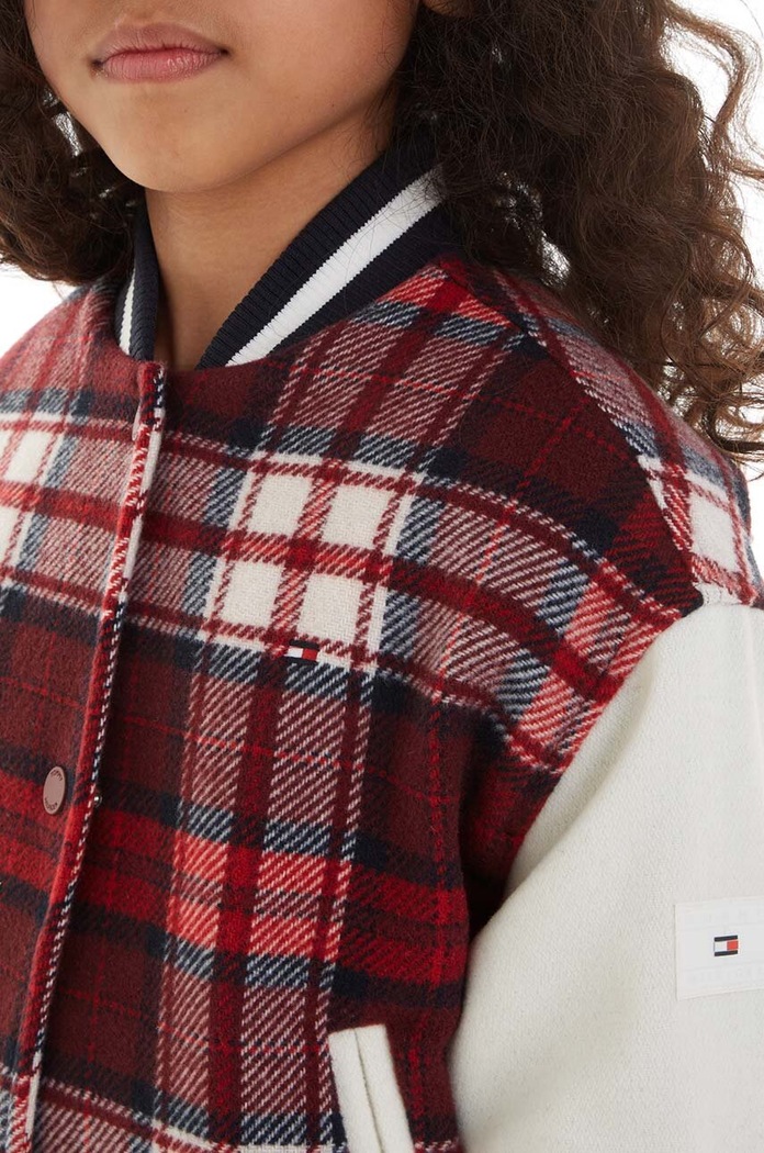 Tommy Hilfiger kurtka bomber dziecięca z domieszką wełny KG0KG07543.128.176.9BYX czerwony