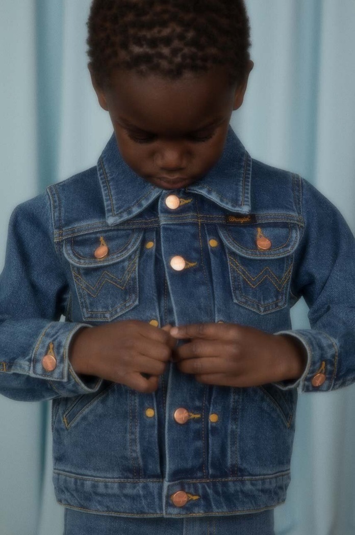 Detská rifľová bunda Mini Rodini Mini Rodini x Wrangler bez kapucne modrá 2381010460