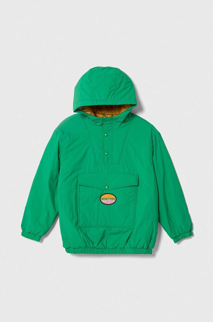 Dětská bunda United Colors of Benetton s kapucí zelená 24OXCN02T.G.SEASONAL