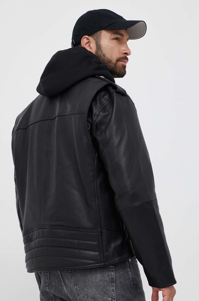 Odzież Calvin Klein Jeans ramoneska skórzana J30J323398 czarny