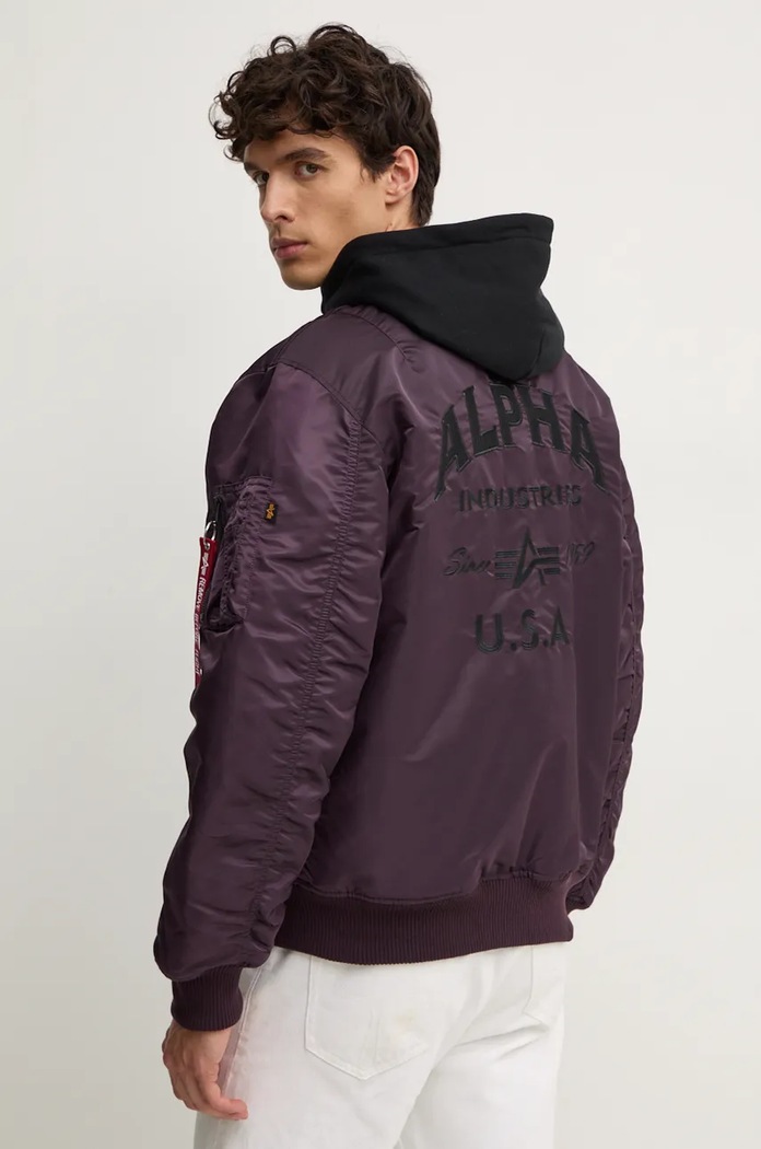Odzież Alpha Industries kurtka bomber MA-1 ZH Back EMB 138105 fioletowy