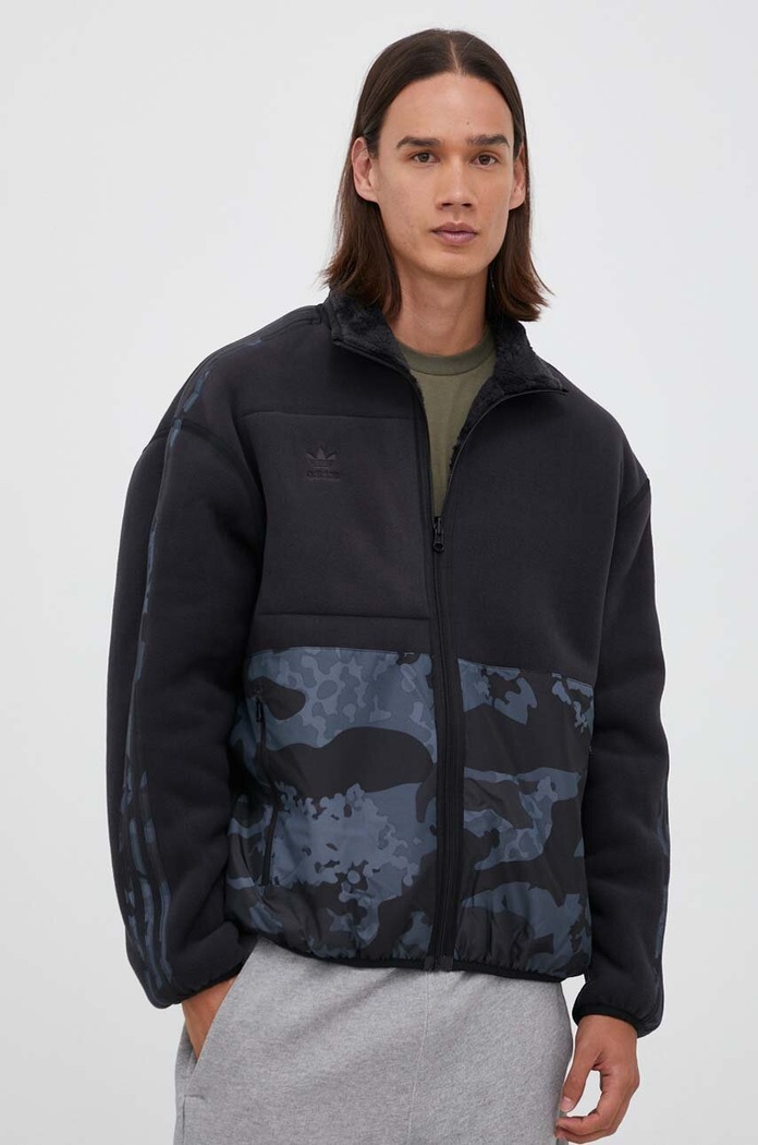 Oboustranná mikina adidas Originals bez kapuce černá II8174