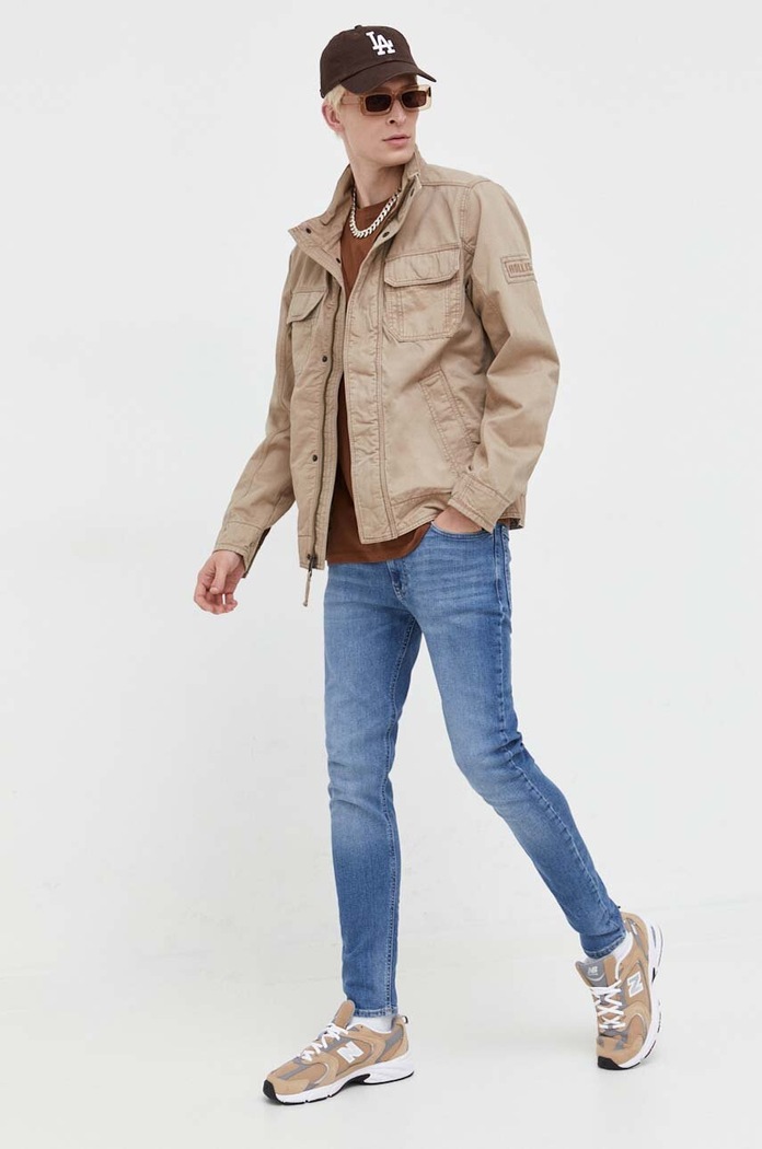 Hollister Co. kurtka bawełniana KI332.3030.420 beżowy AW23